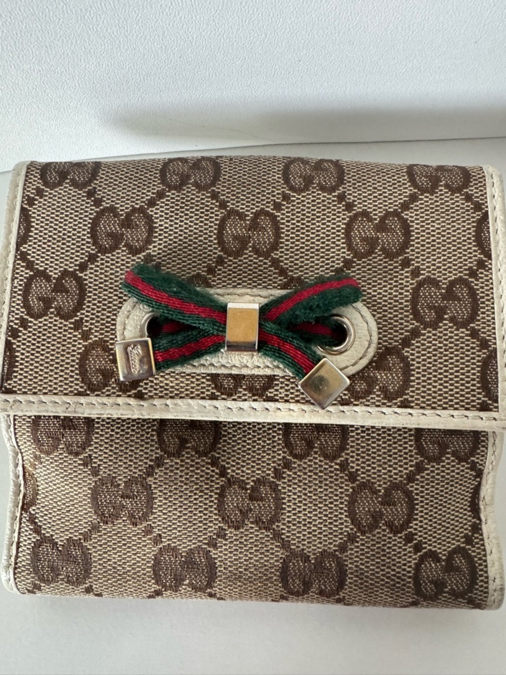 Gucci Compact Princy Wallet with Sherry Line Ribbon Bow GG monogram canvas - Picture 2 of 12